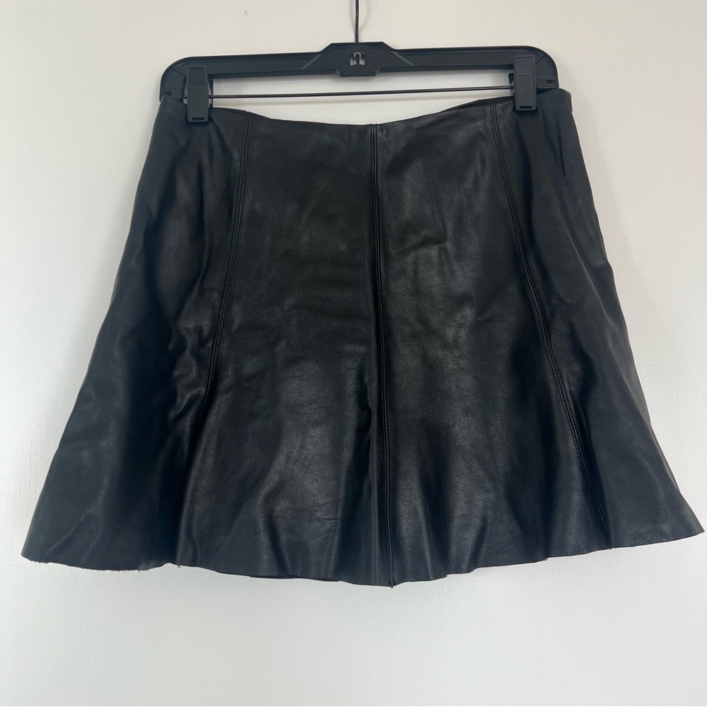 Victoria's Secret Black Leather Skater Skirt